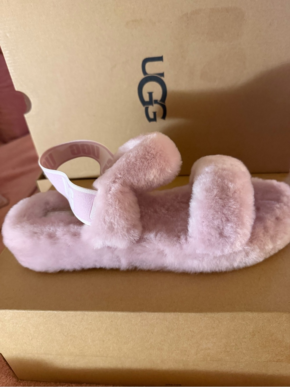 UGG women’s lilac Fluffy Slide Sandal with Backstrap